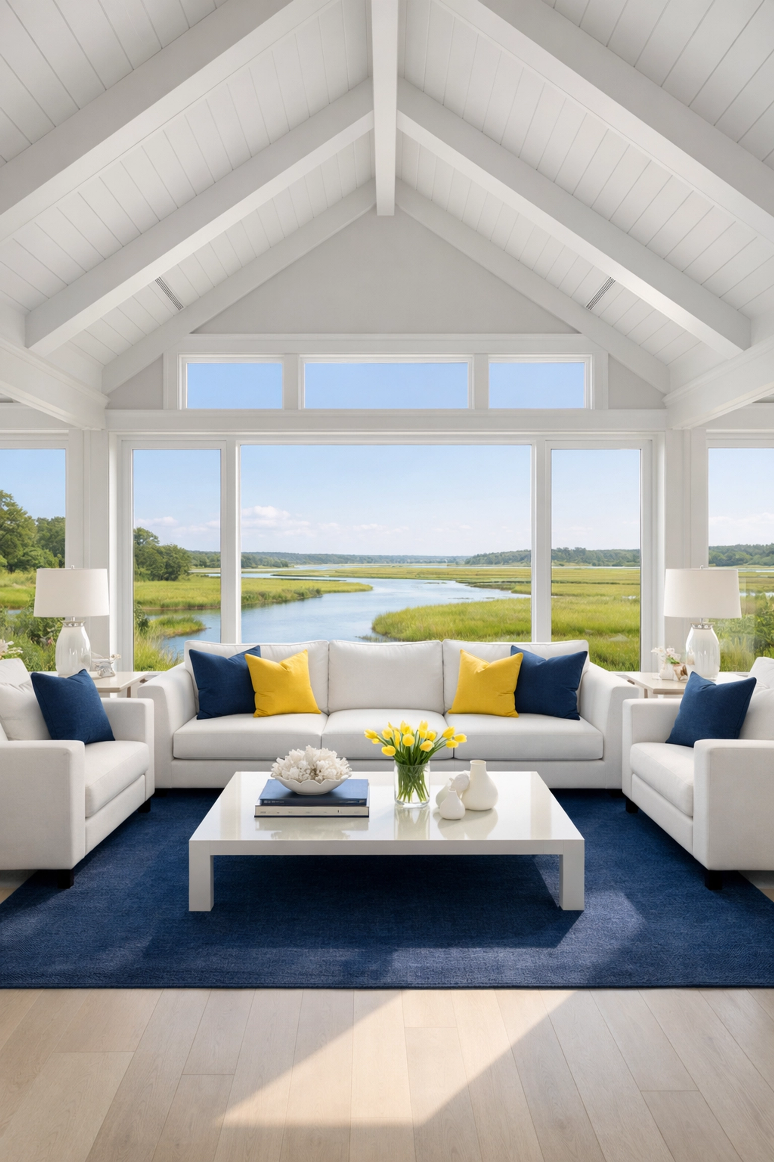 Spotless luxury living room in Cape Cod maintained by professional residential cleaning services.