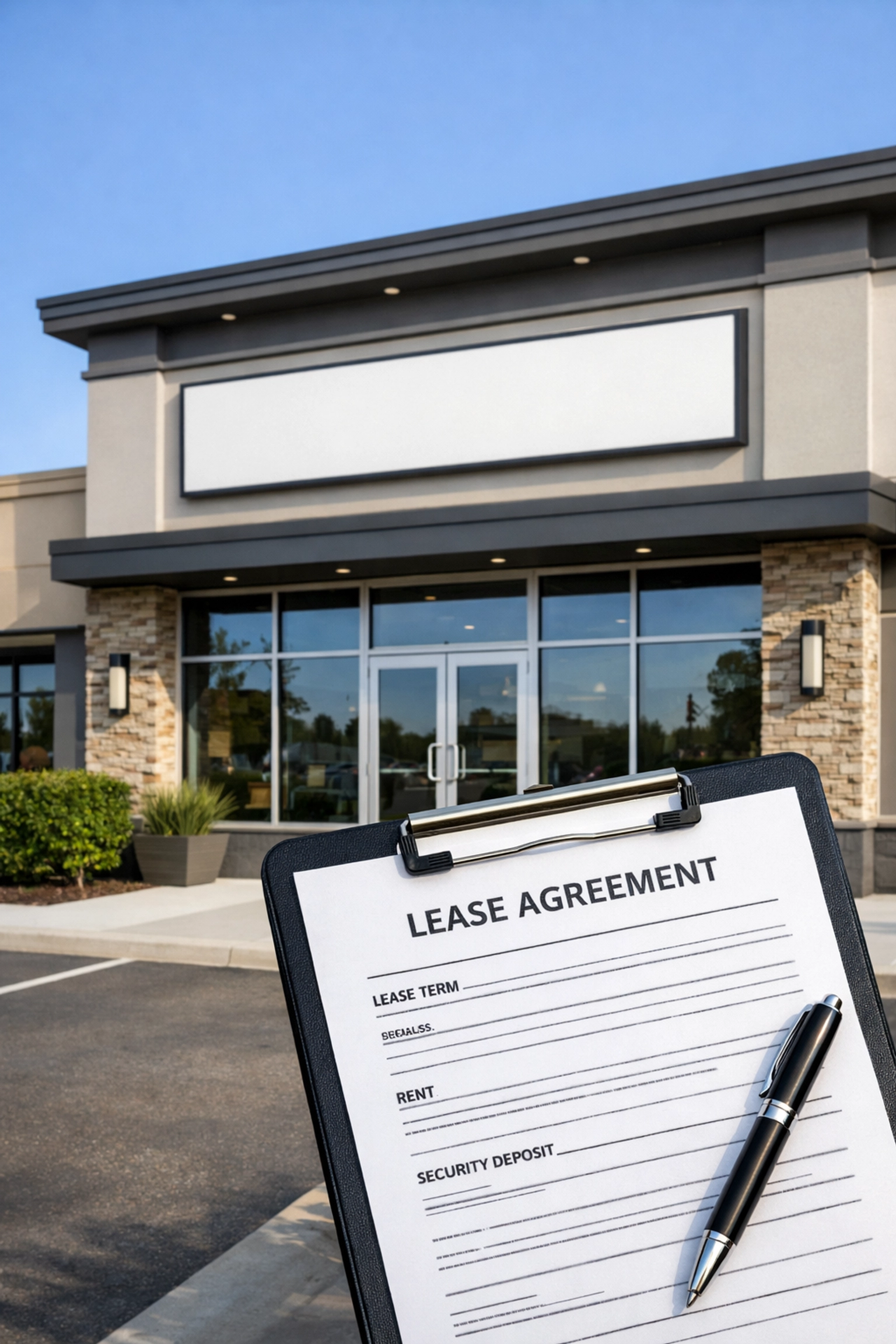 Commercial property storefront with lease agreement for Mississippi business sale