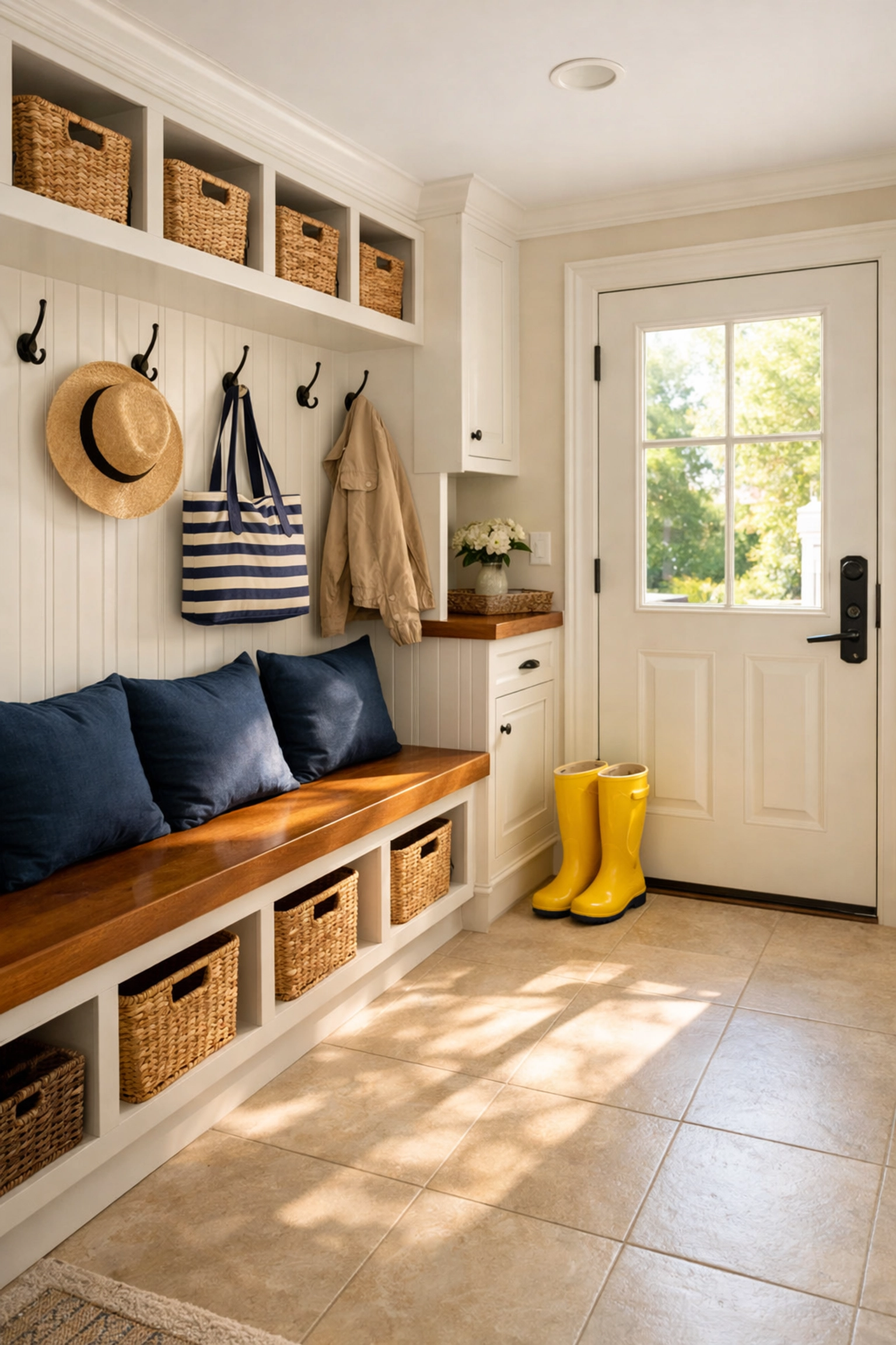 Clean and organized mudroom in a Lancaster home showing the results of a professional move-out cleaning service.