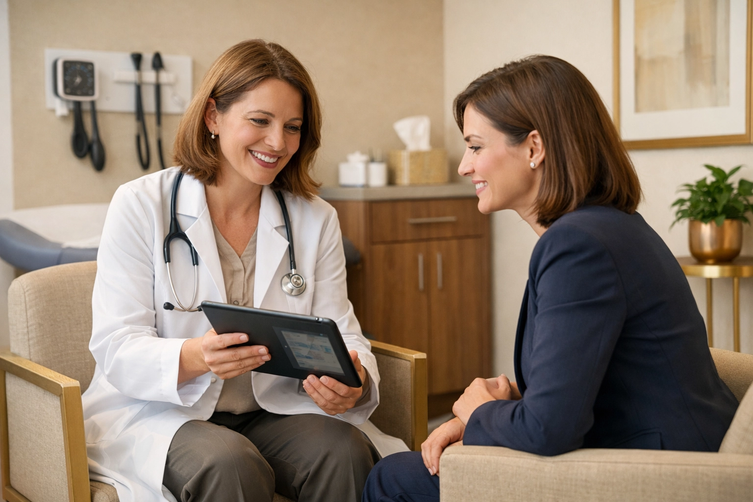 Healthcare provider reviewing personalized IV therapy lab results with client