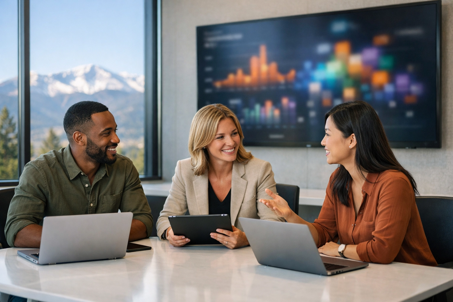 Dakdan Worldwide marketing experts collaborating on a data-driven brand partnership strategy in Colorado.