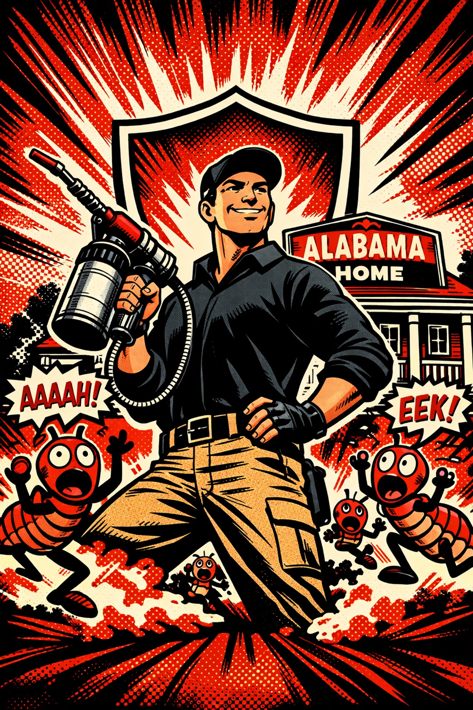 Pest control technician protecting a Walker County Alabama home from termite damage