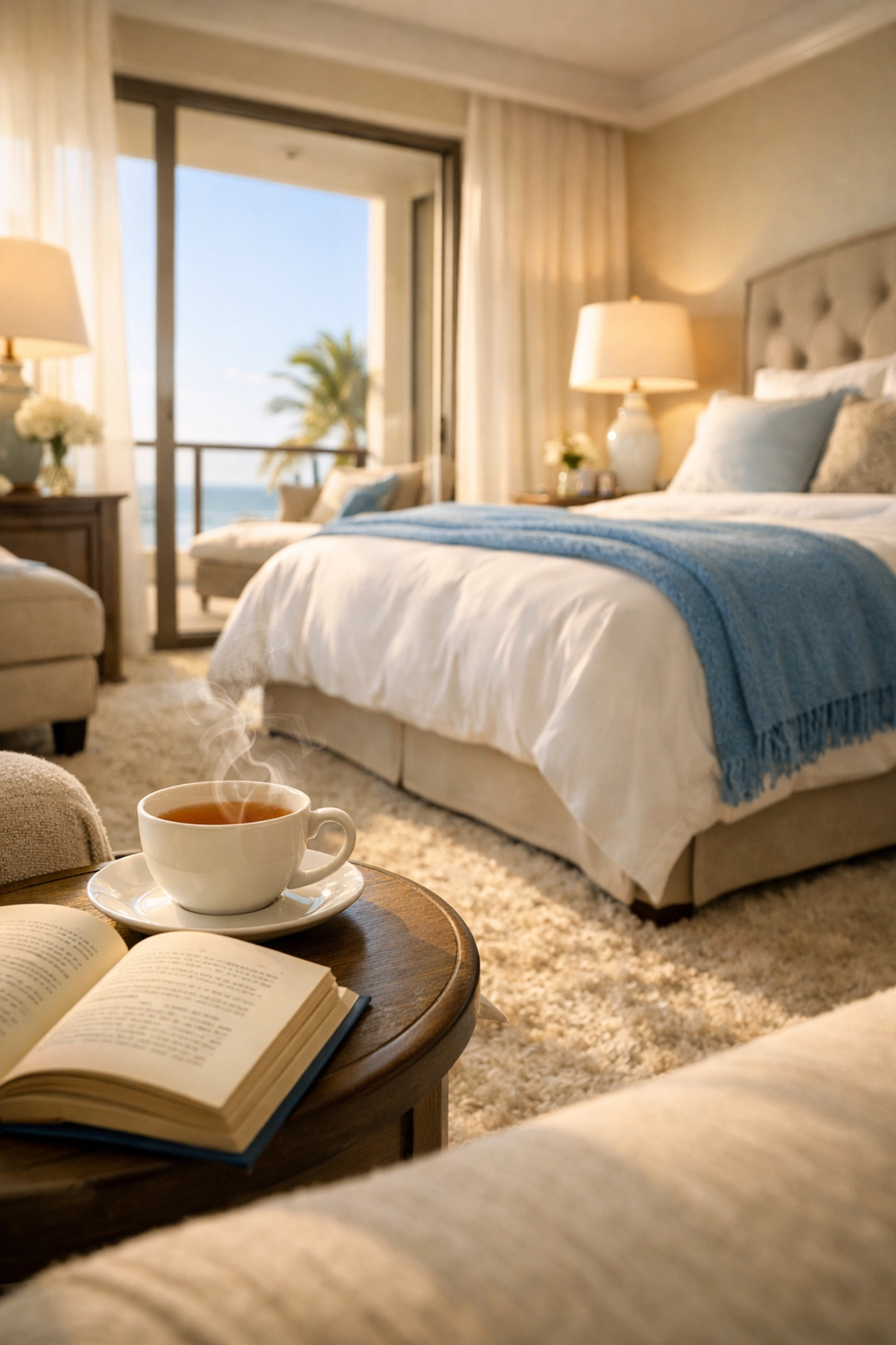 A peaceful, clean master suite highlighting the stress-relief of luxury professional cleaning services.