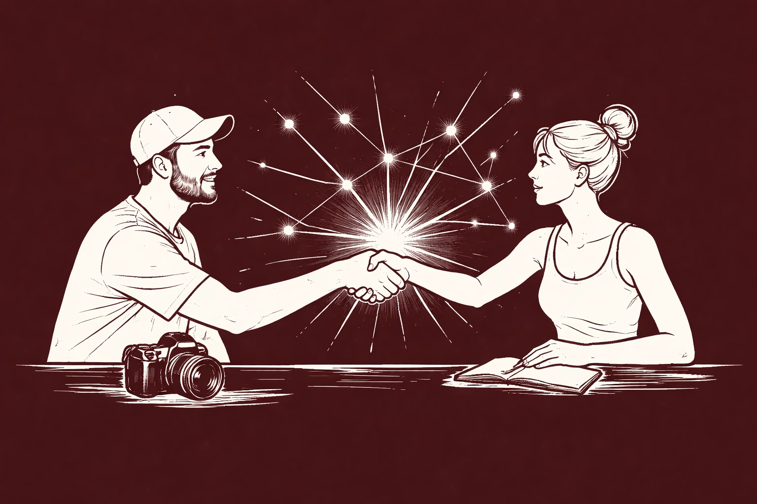 Collaboration between a photographer and model, highlighting strategic creative networking