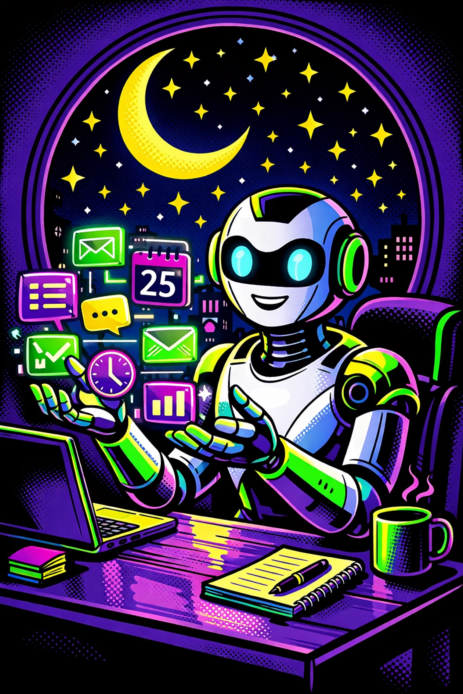 An AI virtual assistant for business managing customer inquiries and scheduling tasks 24/7.