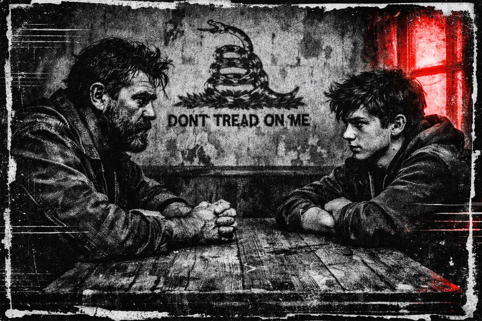 Father and teenage son having a gritty conversation about accountability and responsibility.