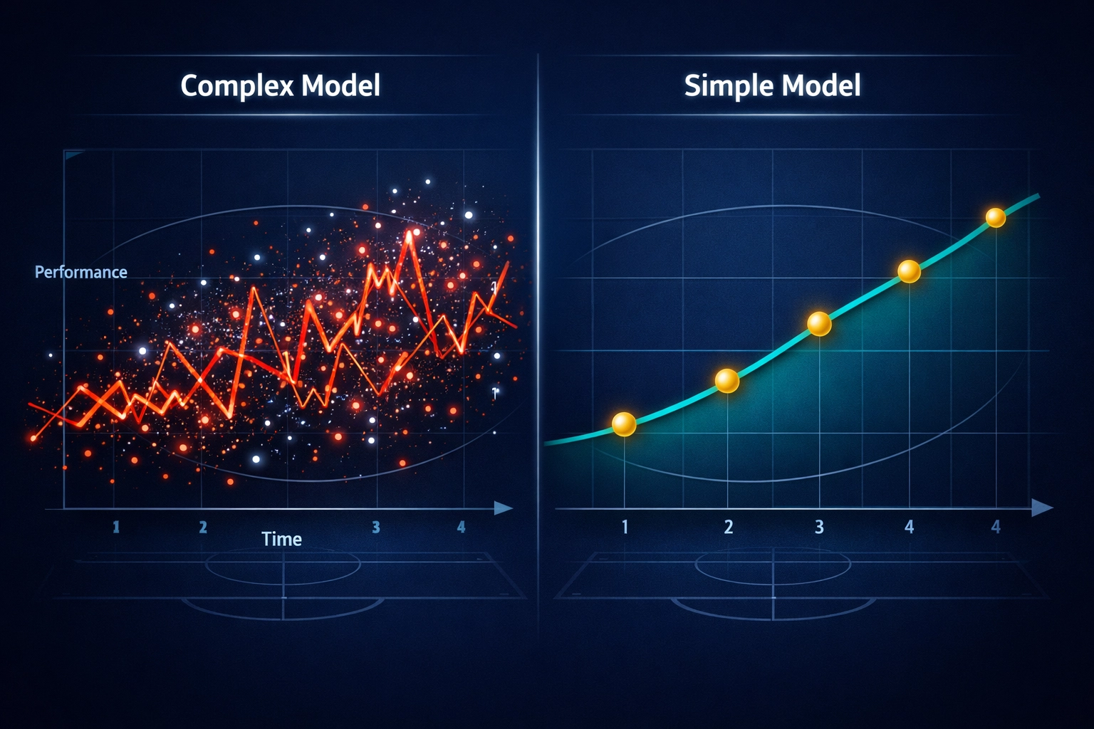 Dashboard comparing a complex model versus a simple football betting system using xG analysis.