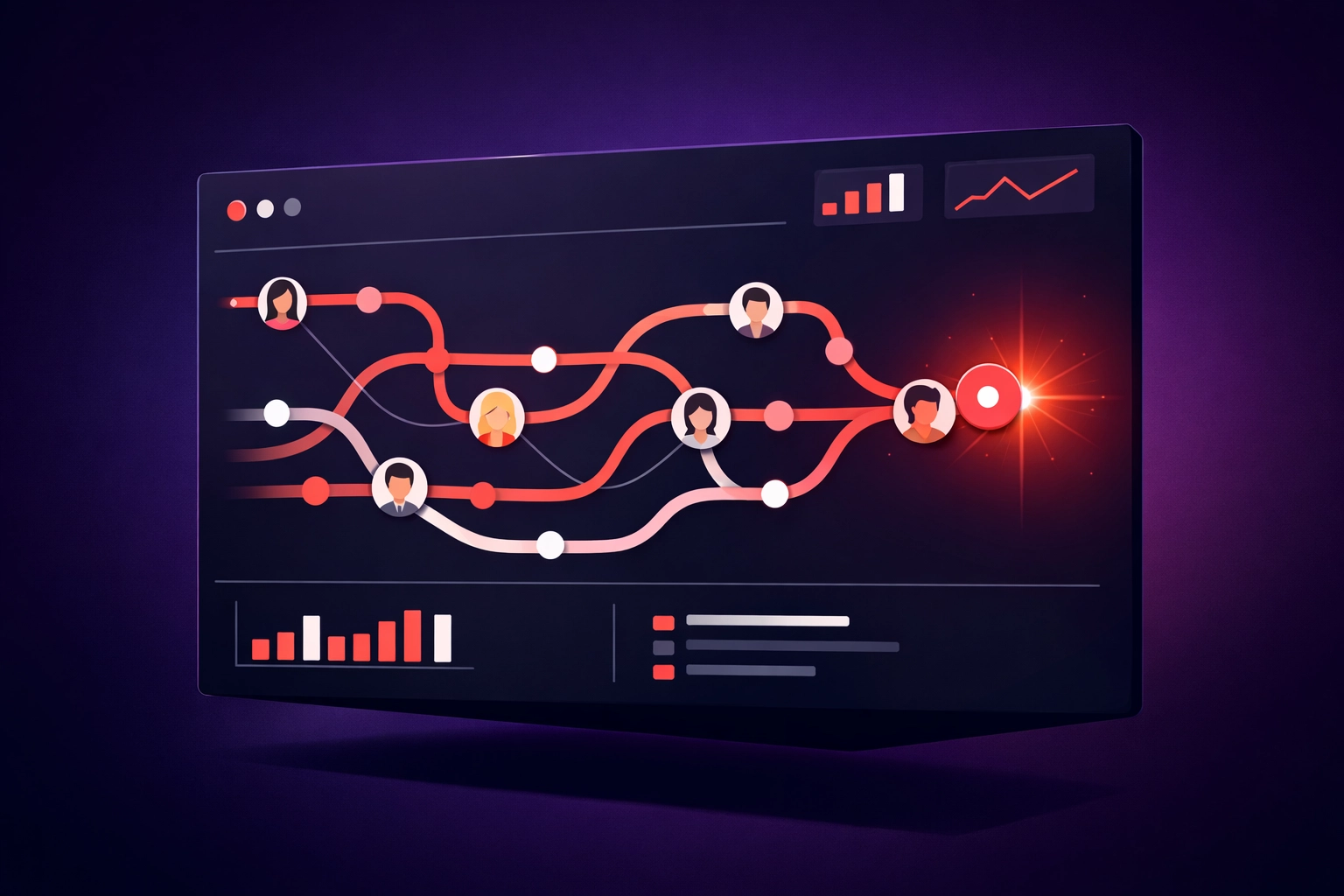 Customer journey map tracking website visitor paths to conversion points