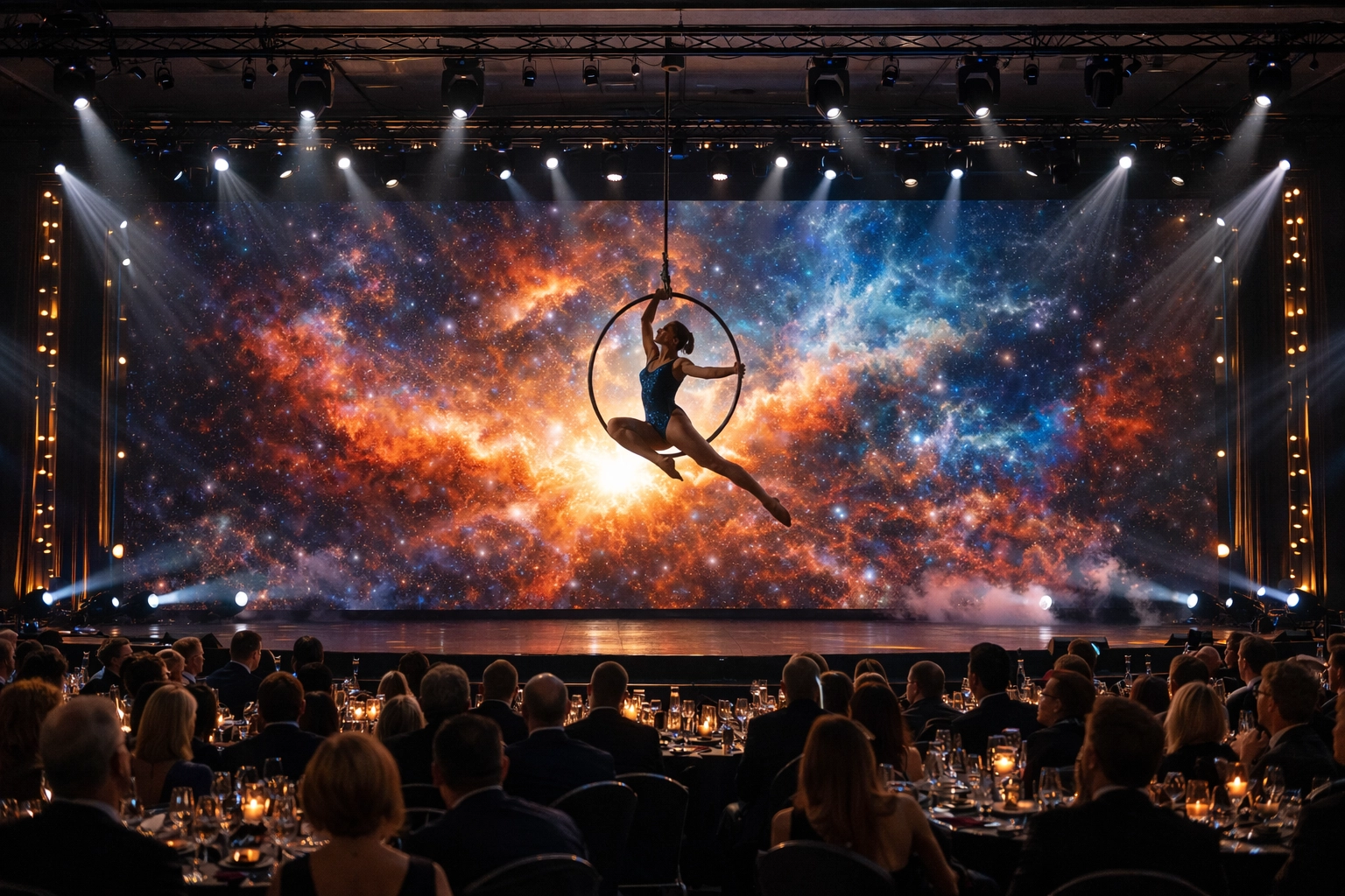 Las Vegas LED video wall rental for corporate events with giant digital backdrop