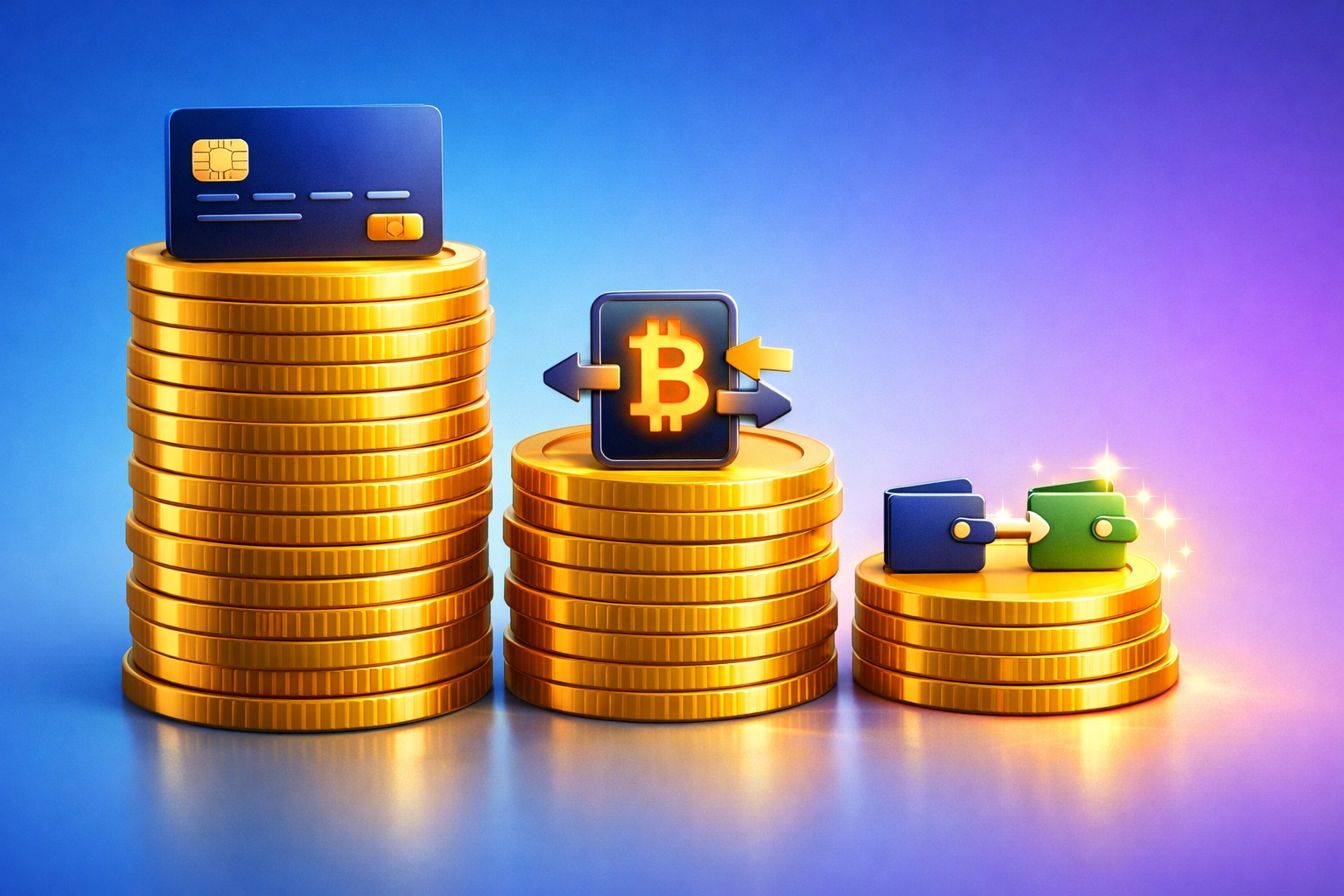 Fee comparison showing self-custody crypto payments vs traditional and custodial payment processors