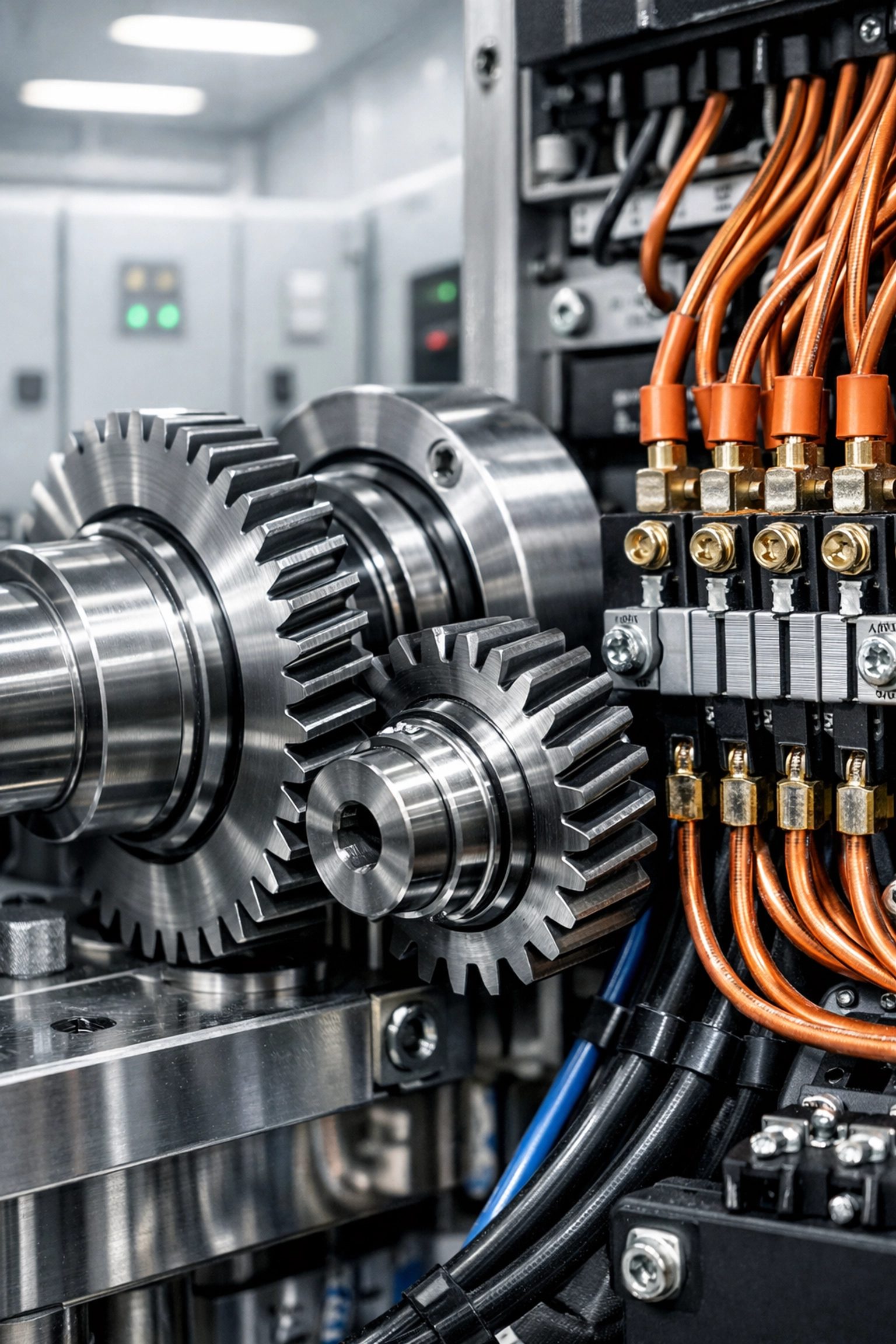 Close-up of industrial mechanical components, emphasizing equipment maintenance and technical risk mitigation.