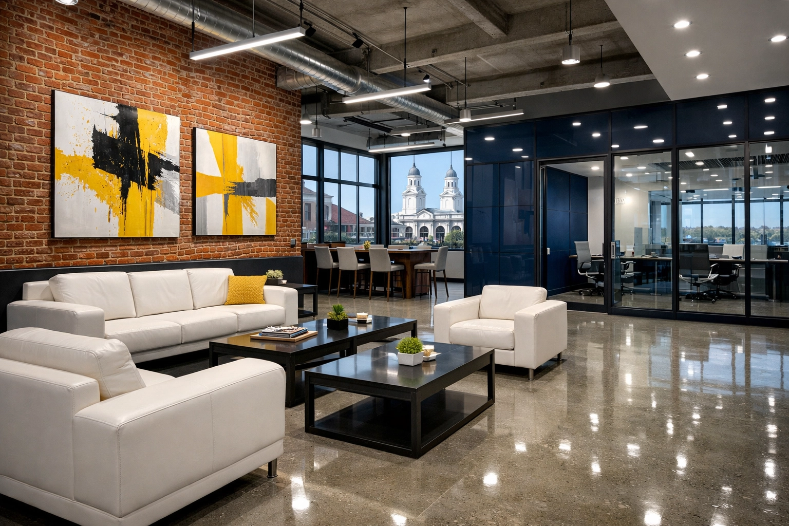 Polished modern workspace near Union Station featuring high-quality office cleaning Worcester services.