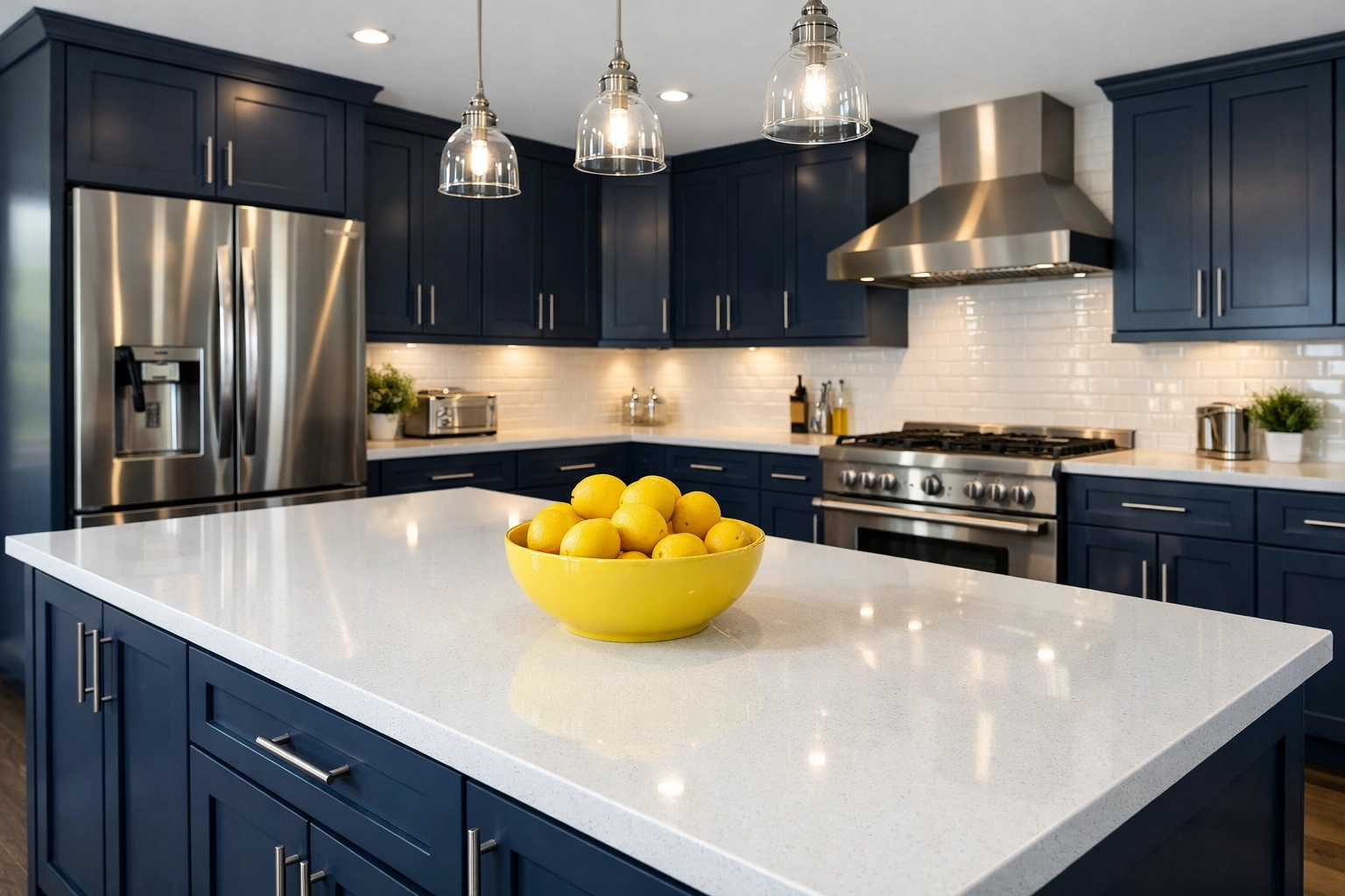 Impeccably clean luxury kitchen after a visit from professional cleaners in Leominster MA.