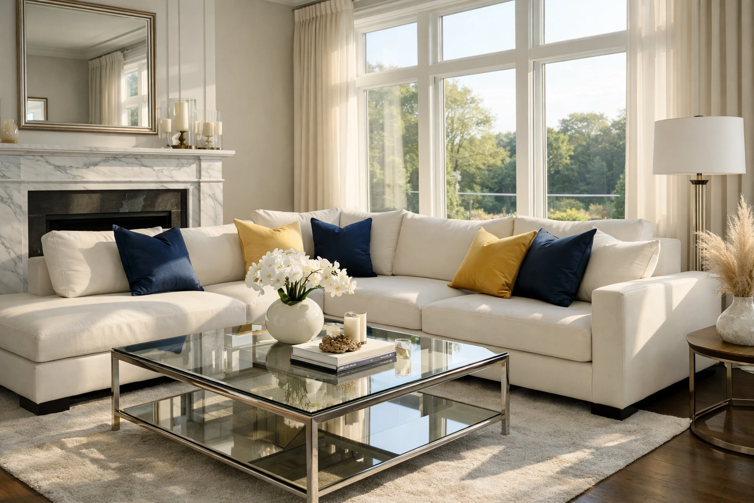 Relaxing, clean luxury living room in Nashua following a professional deep cleaning reset.