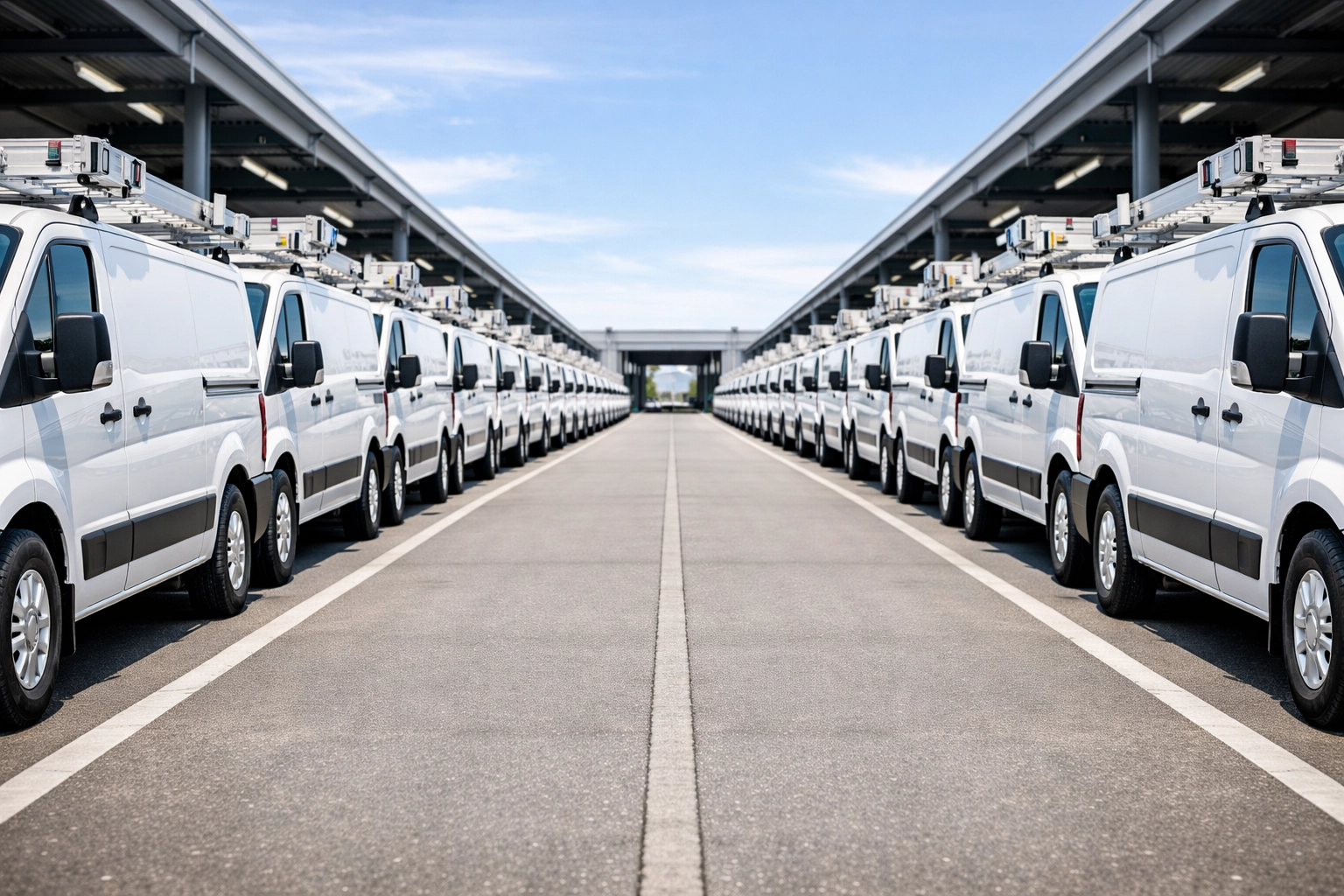 A fleet of well-maintained upfitted service vans illustrating successful long-term management.
