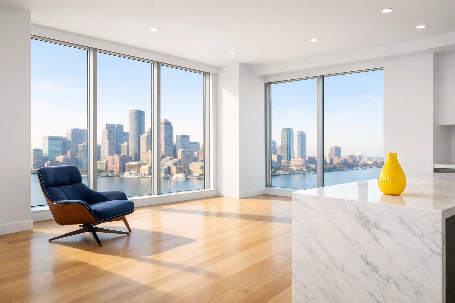 Clean Seaport apartment with polished floors after expert Move-In Cleaning Boston for new residents.