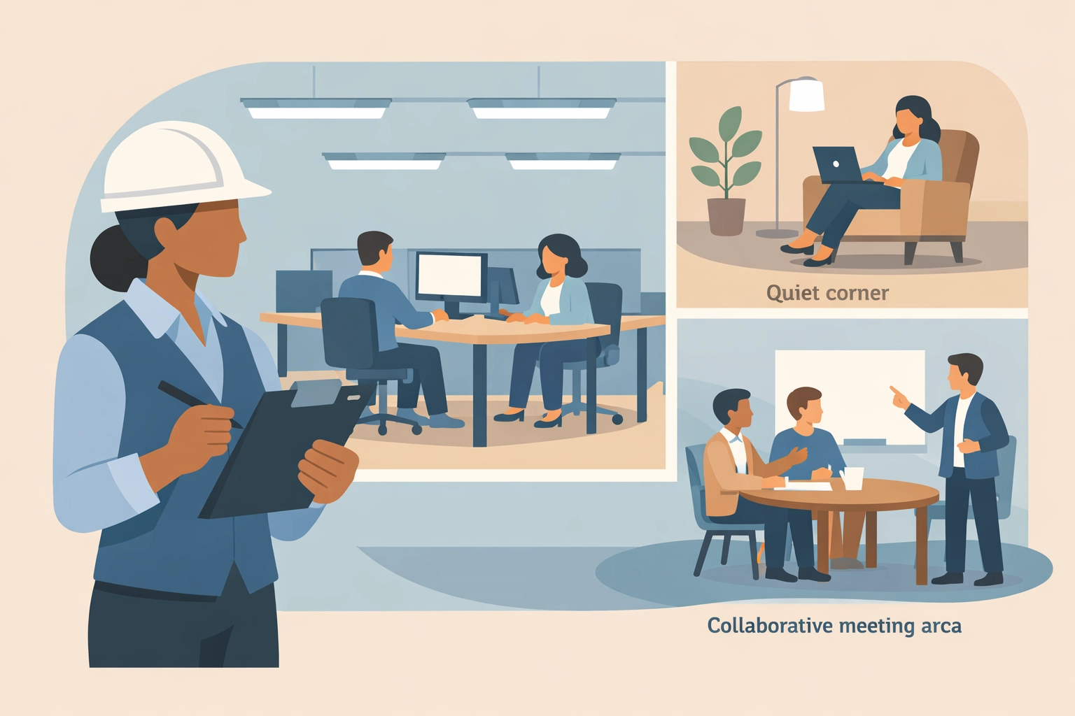 VR professional assessing workplace environment for neurodiverse client placement