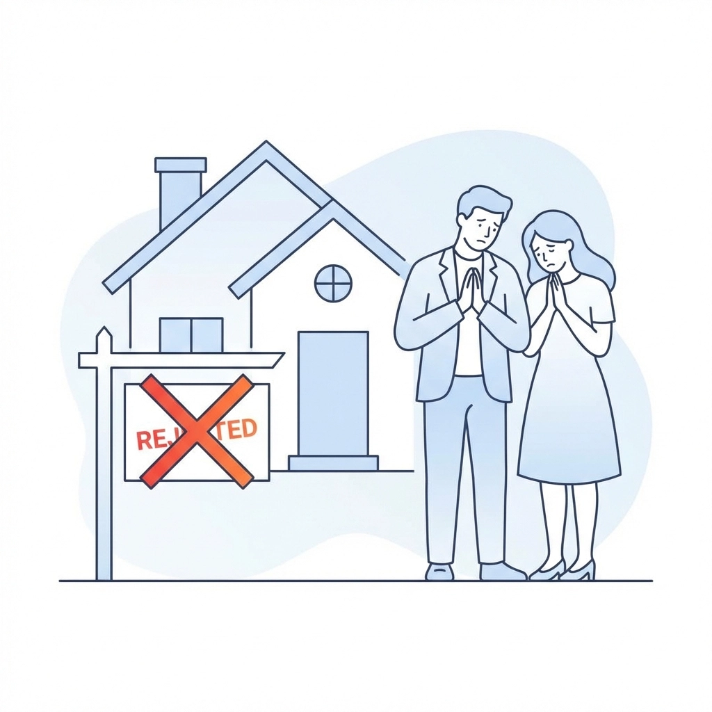 Worried UK homeowners stand by a house with a cancelled sold sign due to spray foam insulation mortgage issues