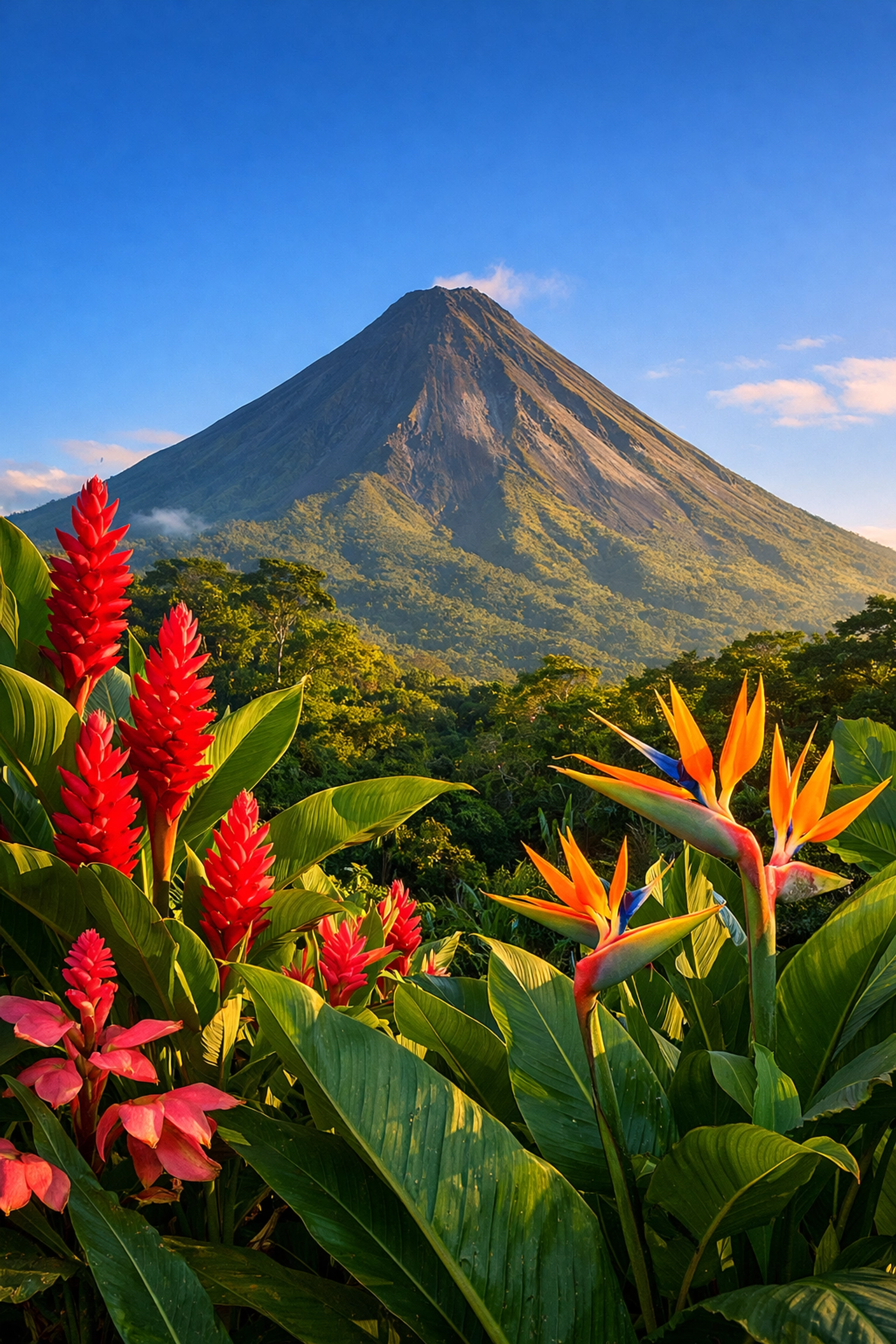 Stunning Arenal Volcano view during a Liberia Costa Rica airport transfer to La Fortuna.