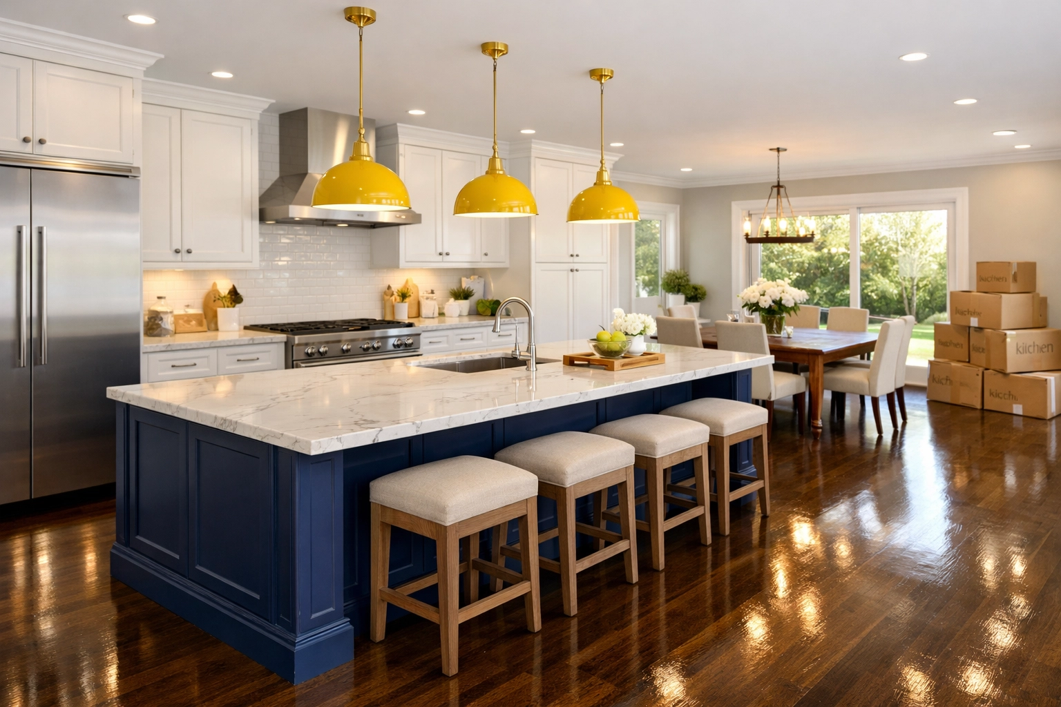 Clean contemporary kitchen in Harwich ready for new residents after a move-in cleaning service.