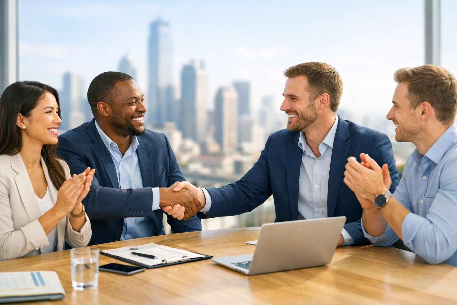 Professionals shaking hands after a successful ServiceNow ROI and license audit consultation.