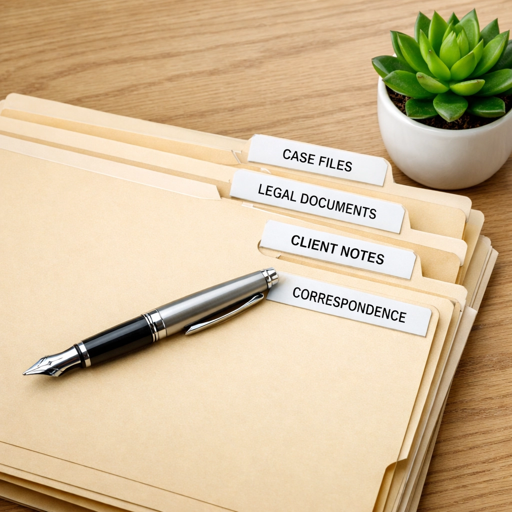 Legal case folders on a desk representing the investigation phase for Guardians ad Litem in Orange County.
