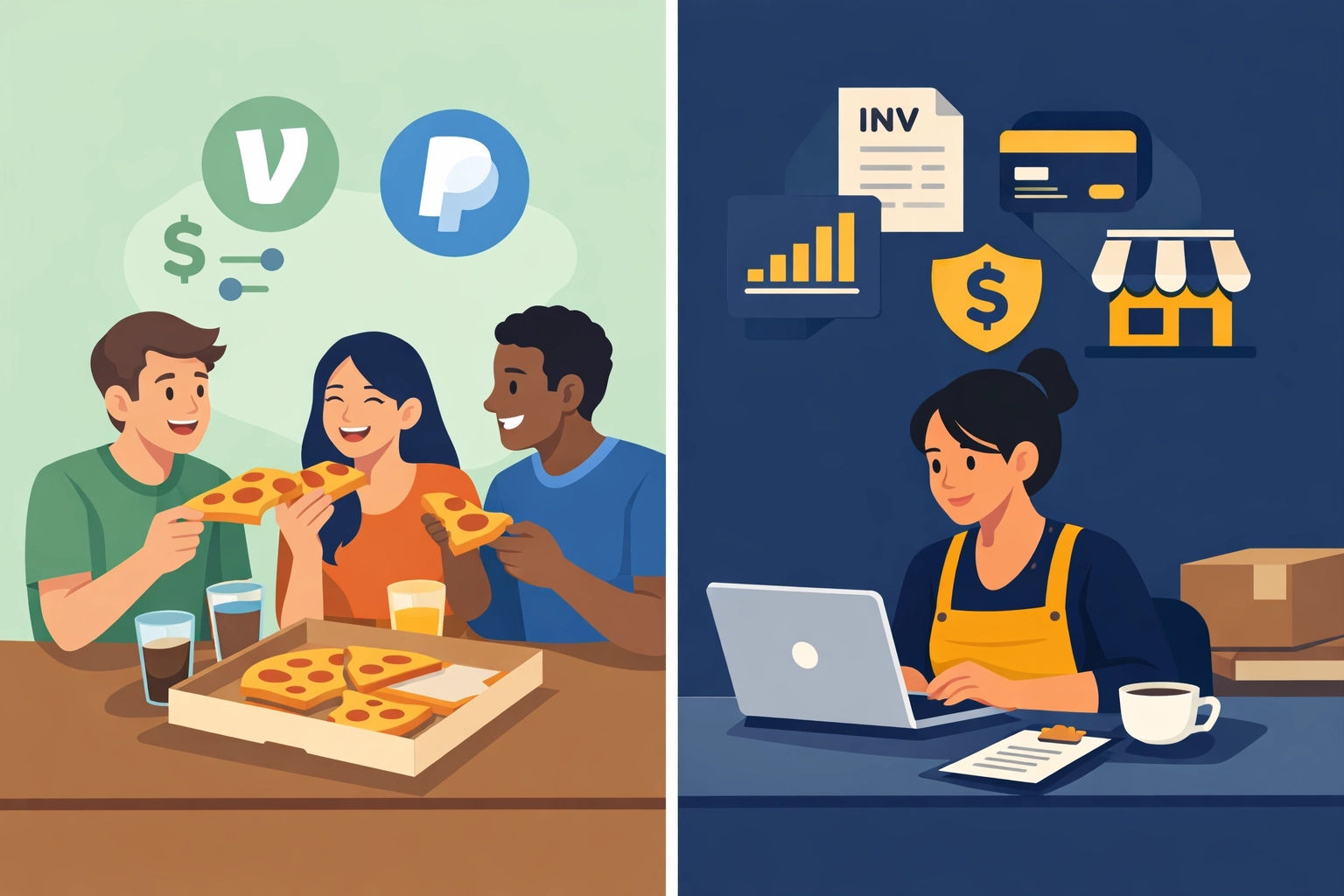 Personal versus business payment app transactions illustration for tax preparation