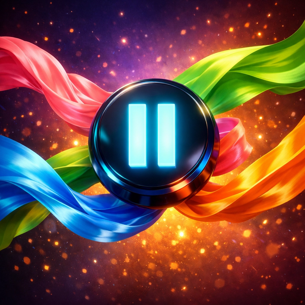 Glowing pause button representing the right to withdraw consent at any time