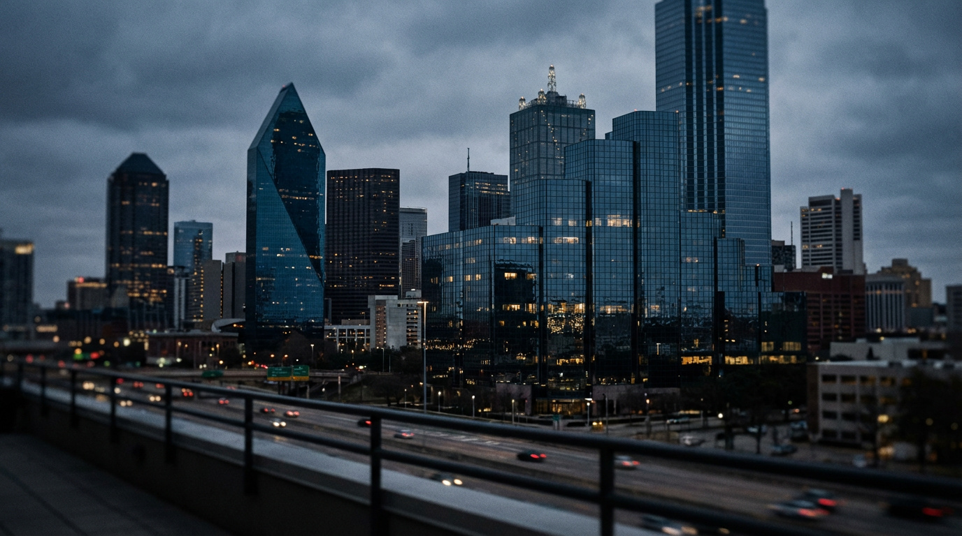 Dallas skyline at night.