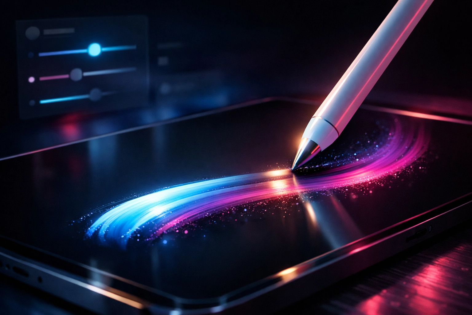 Apple Pencil creating brushstroke with visible lag on Procreate iPad screen