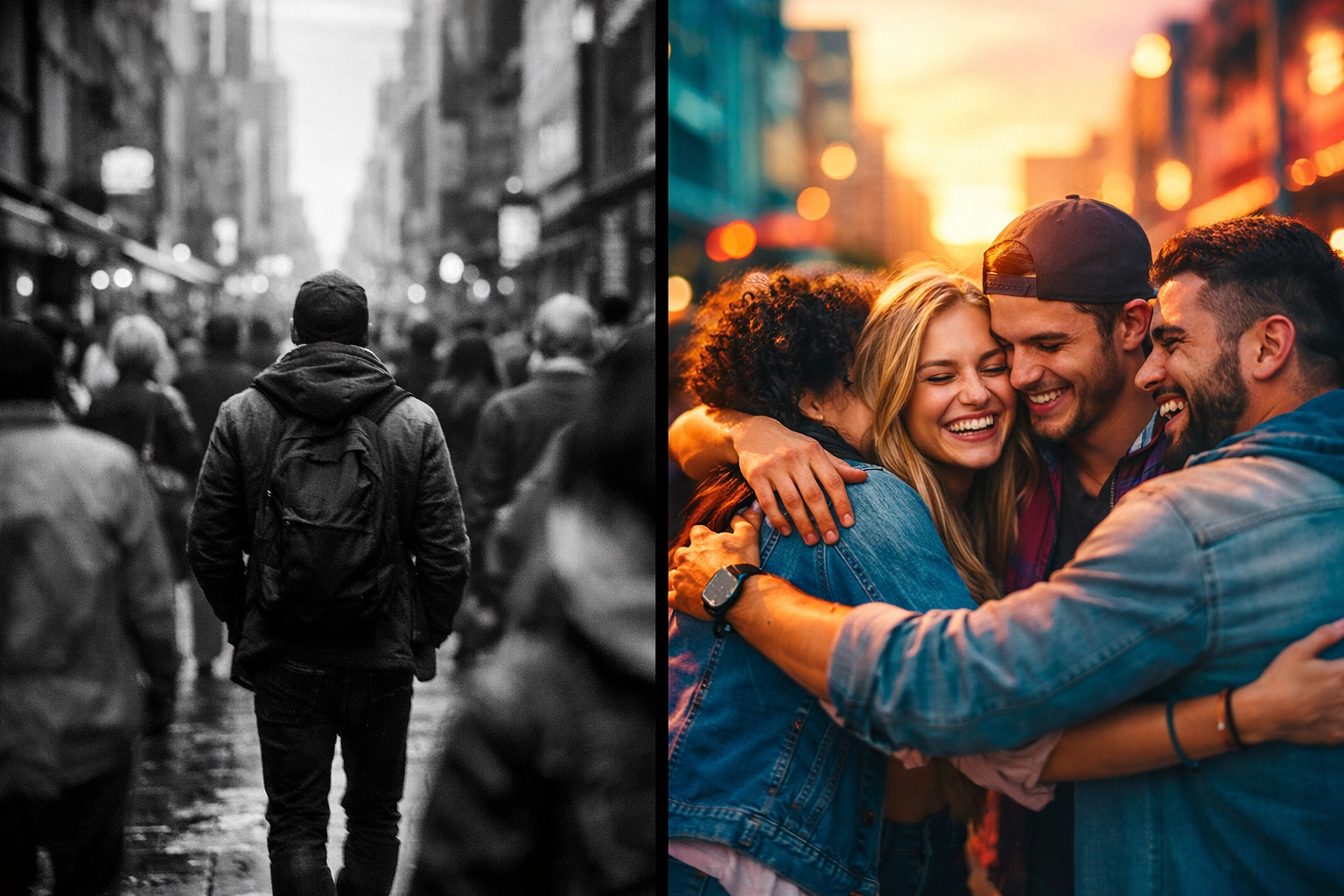 Urban isolation versus finding your tribe: contrast of loneliness and genuine friendship