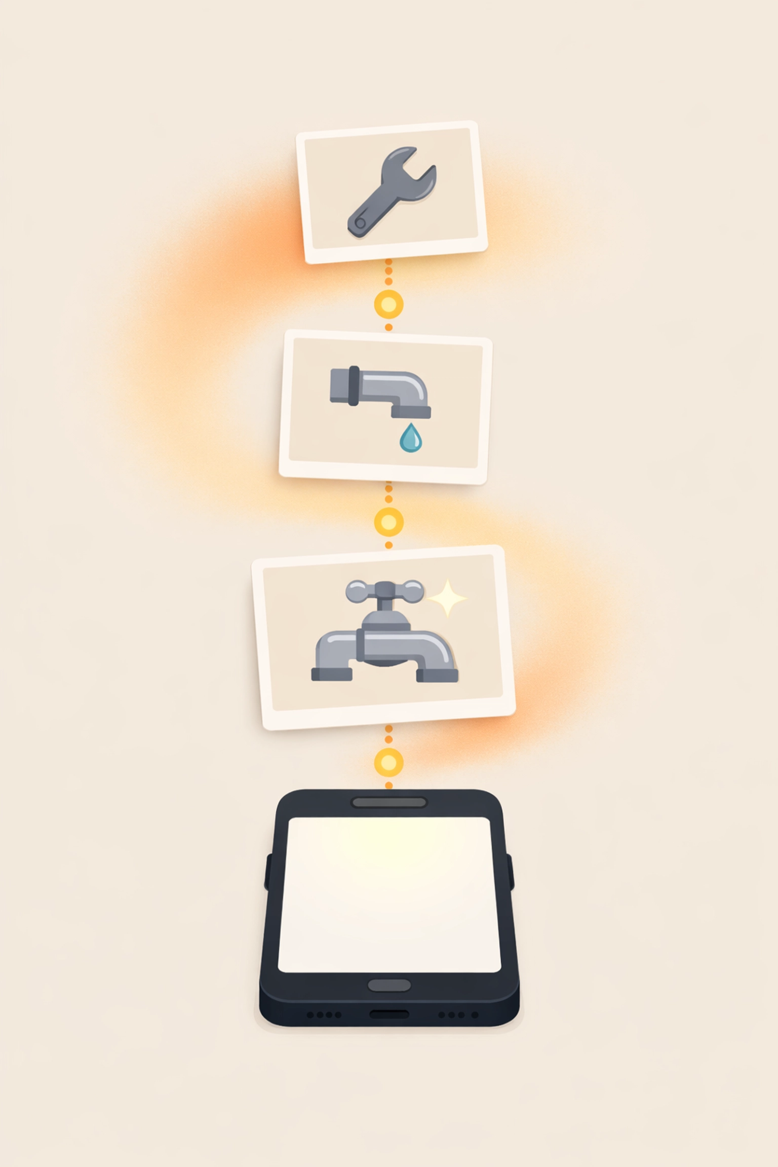 A mobile app interface organizing project photos into a professional construction photo timeline.
