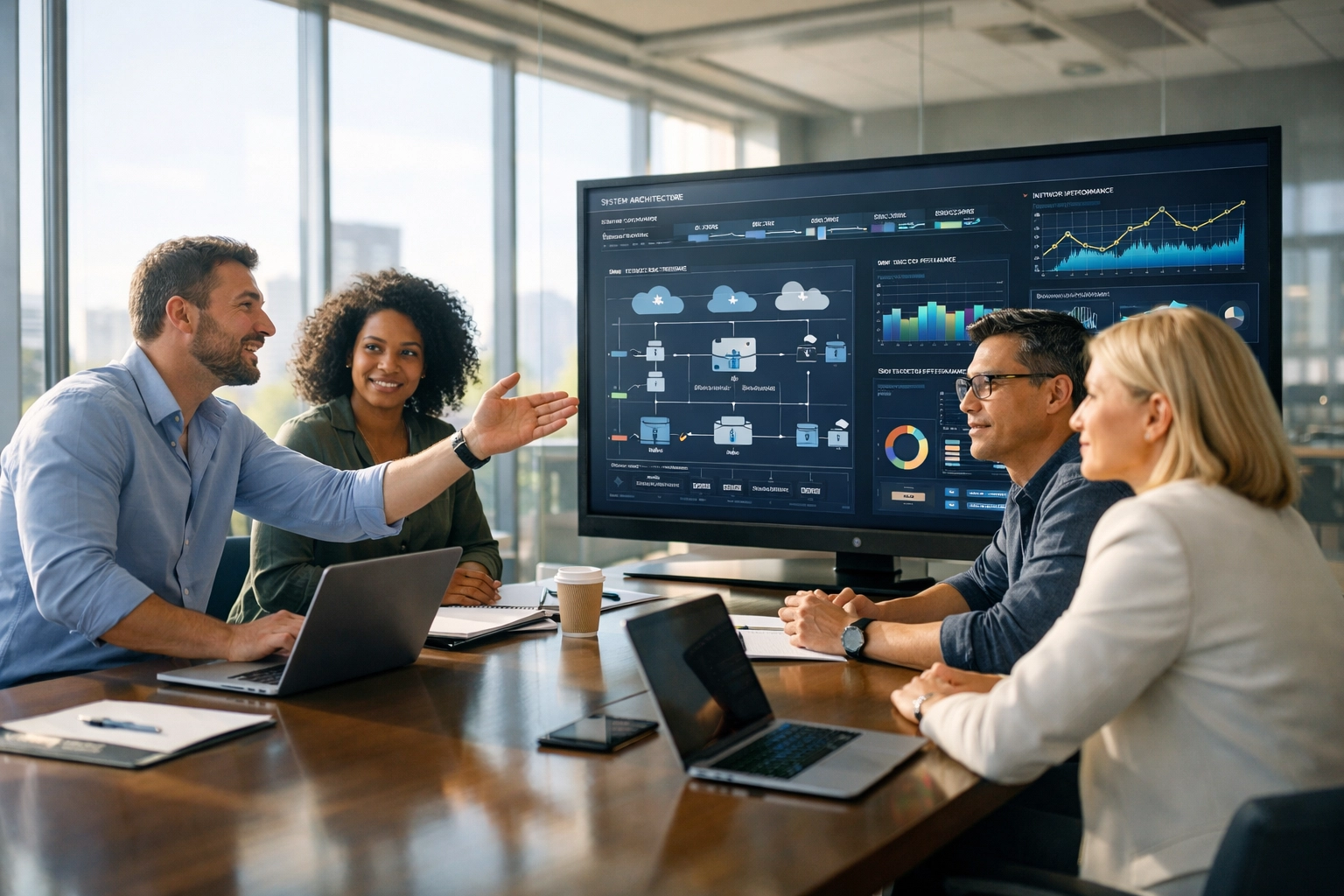 IT consultants collaborating with a ServiceNow implementation partner on digital roadmaps.