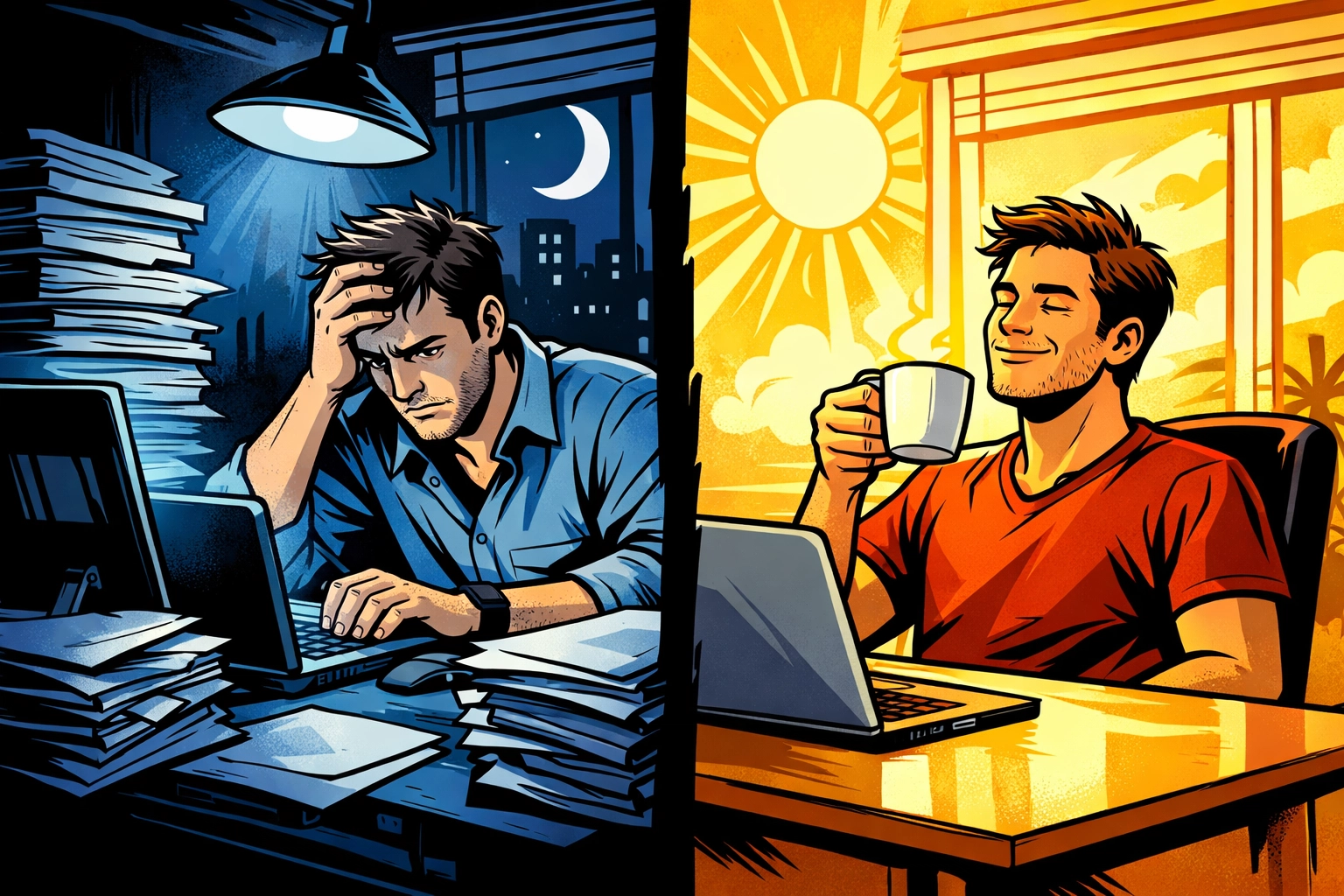 Before and after workflow automation for small business owner