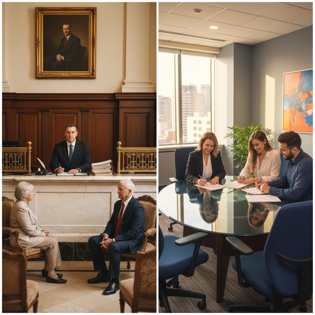 Business professionals reviewing notary service options and costs