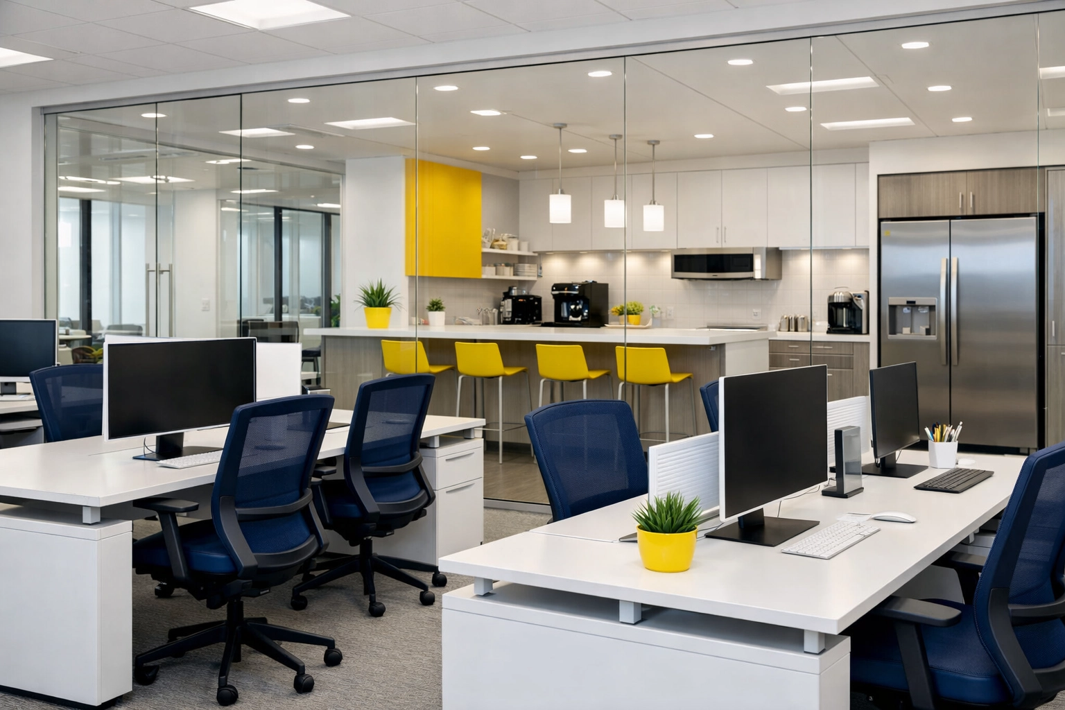 Modern office cleaning in Cambridge MA providing a dust-free workspace in a professional business setting.