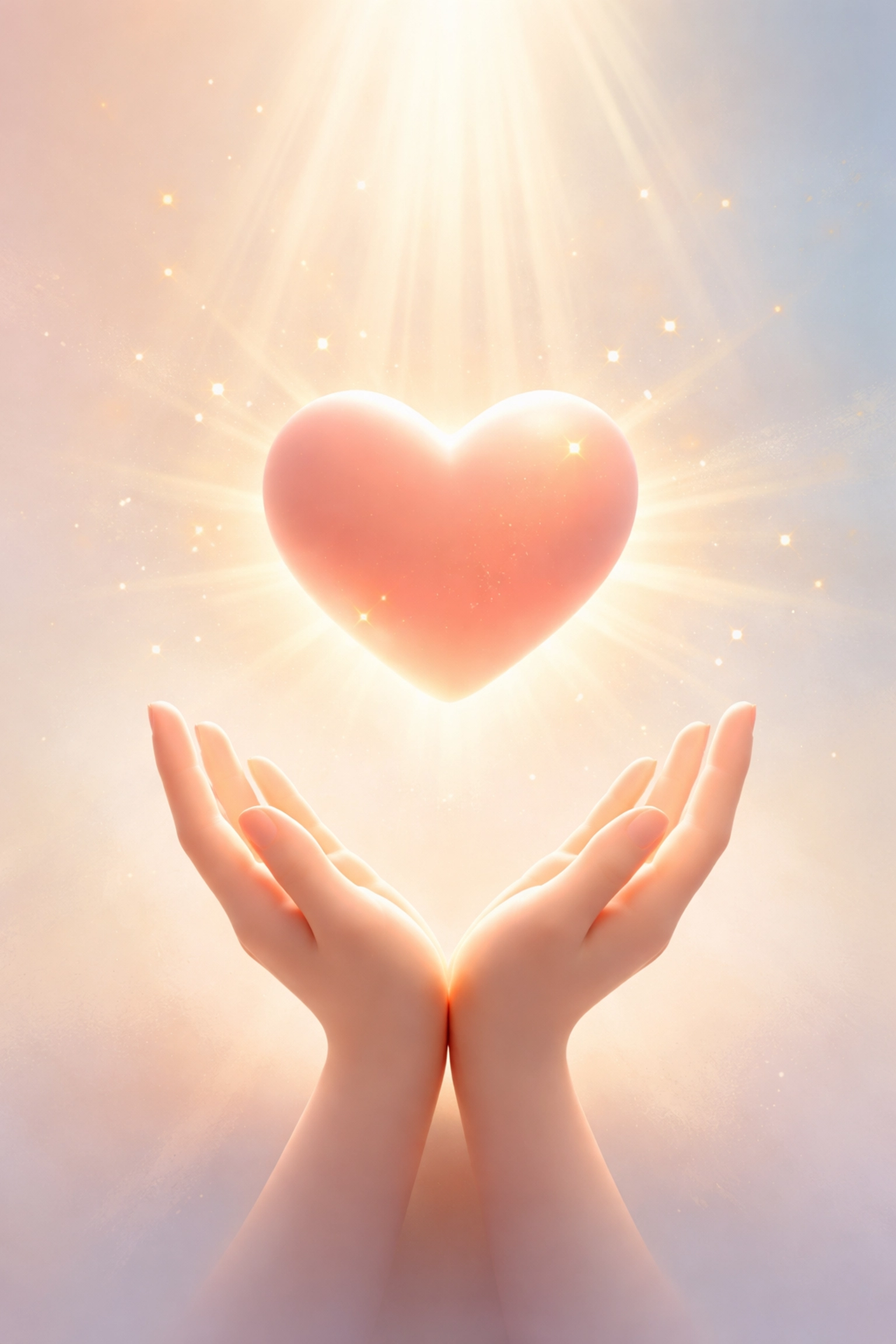 A glowing heart floats above hands, illustrating self-worth and Christian identity themes in Elio.