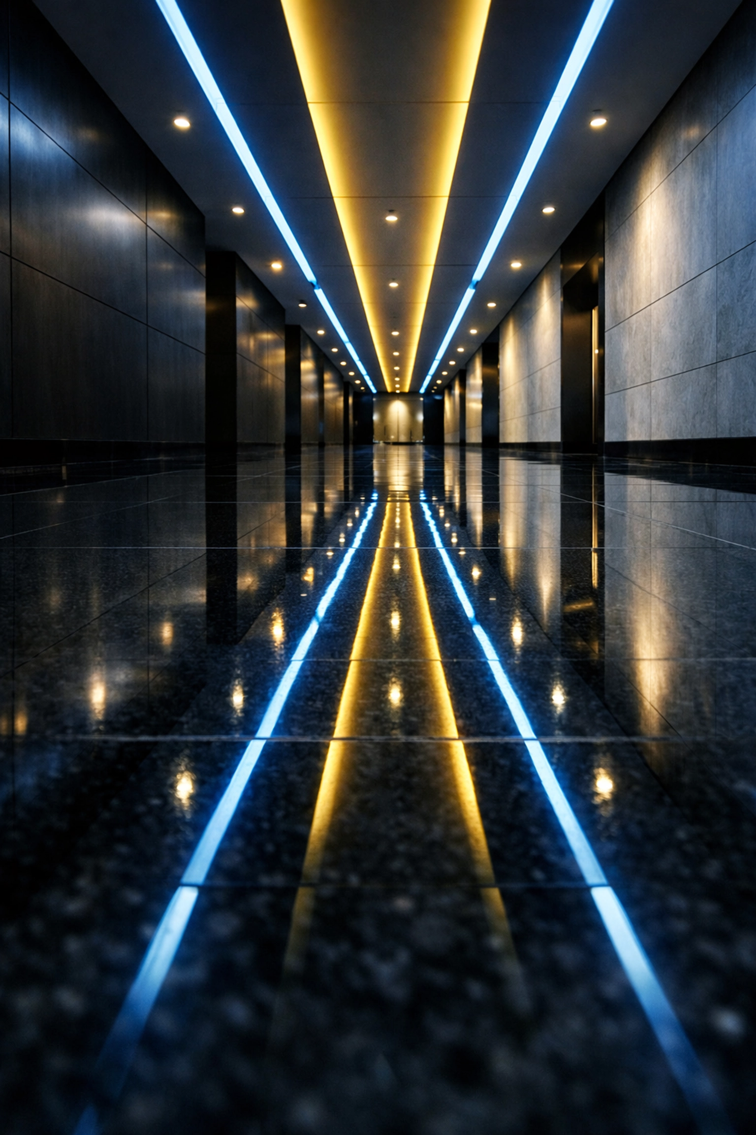 High-shine commercial hallway floors in Westfield MA maintained with professional janitorial services.