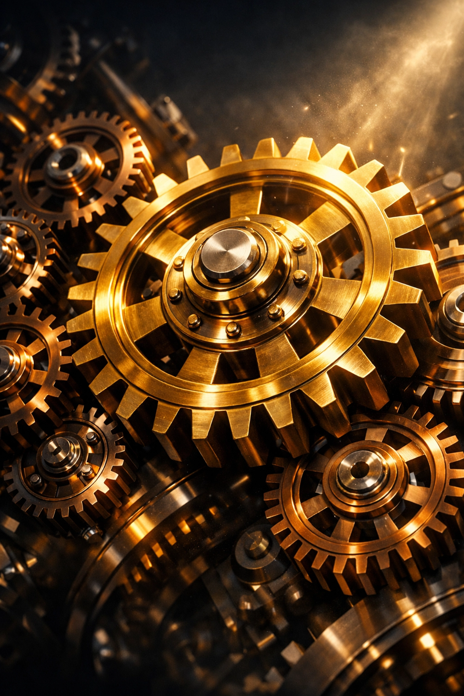 Interconnected gears symbolizing MSP peer group synergy and collective business growth momentum