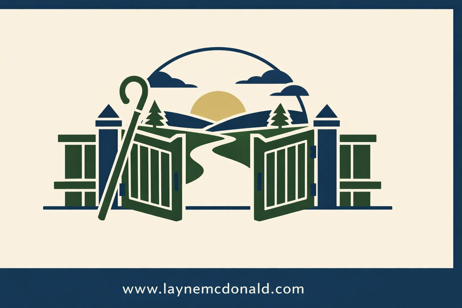 A shepherd’s staff by a garden gate representing protective leadership and vigilance in Christian parenting.