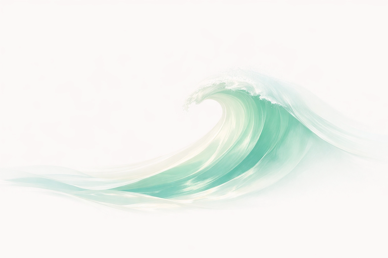 A gentle seafoam wave representing relief from systemic burnout and professional transformation.