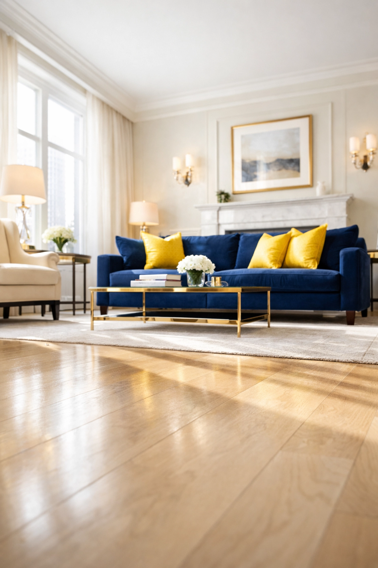 Sunlight on clean hardwood floors in a luxury home featuring move-in/move-out cleaning Lowell results.