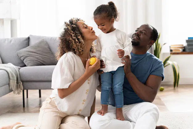 Smiling family representing security and peace of mind