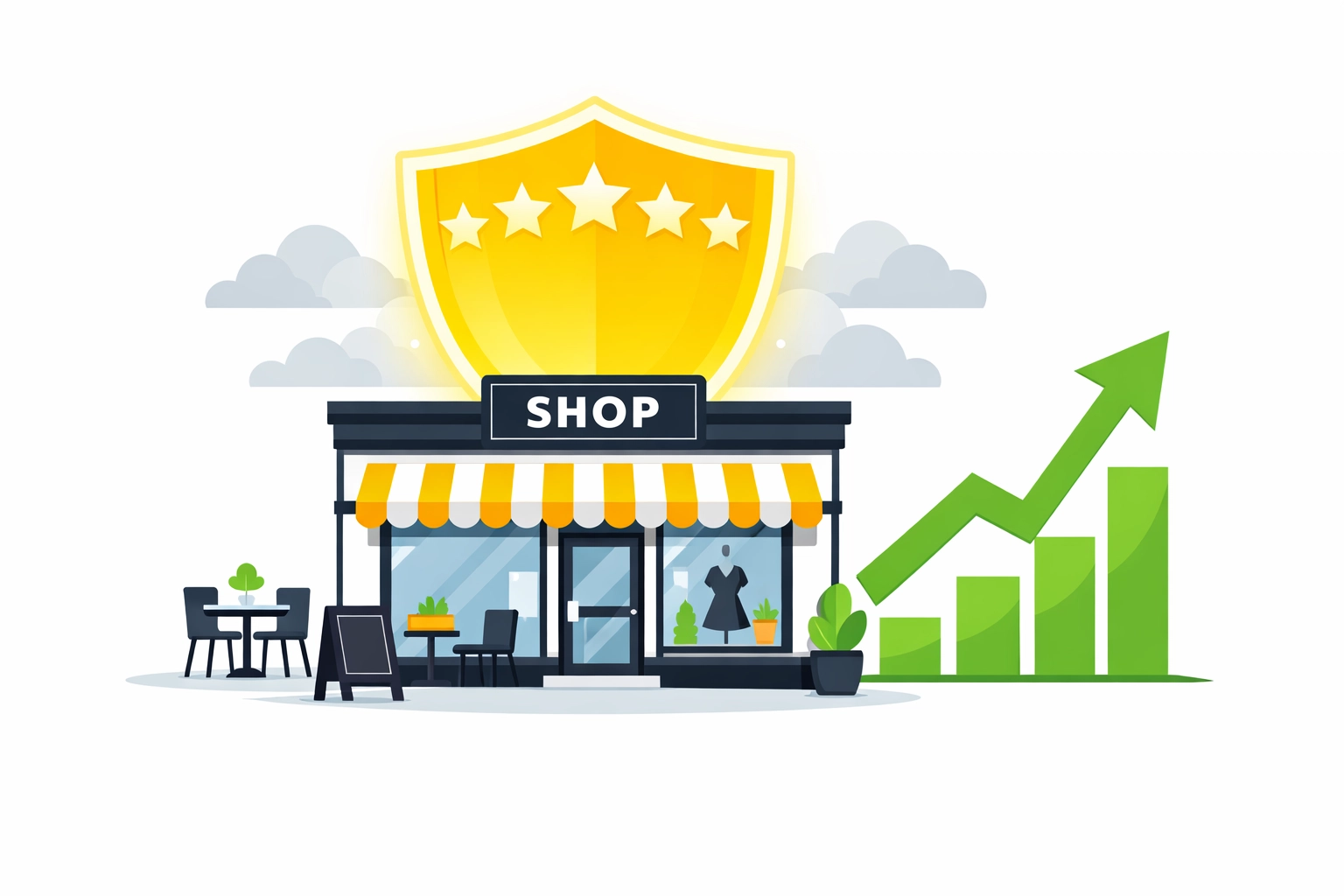 Ötcsillagos profil pajzsként védi a helyi üzletet és segíti a sikeres vevőszerzést.