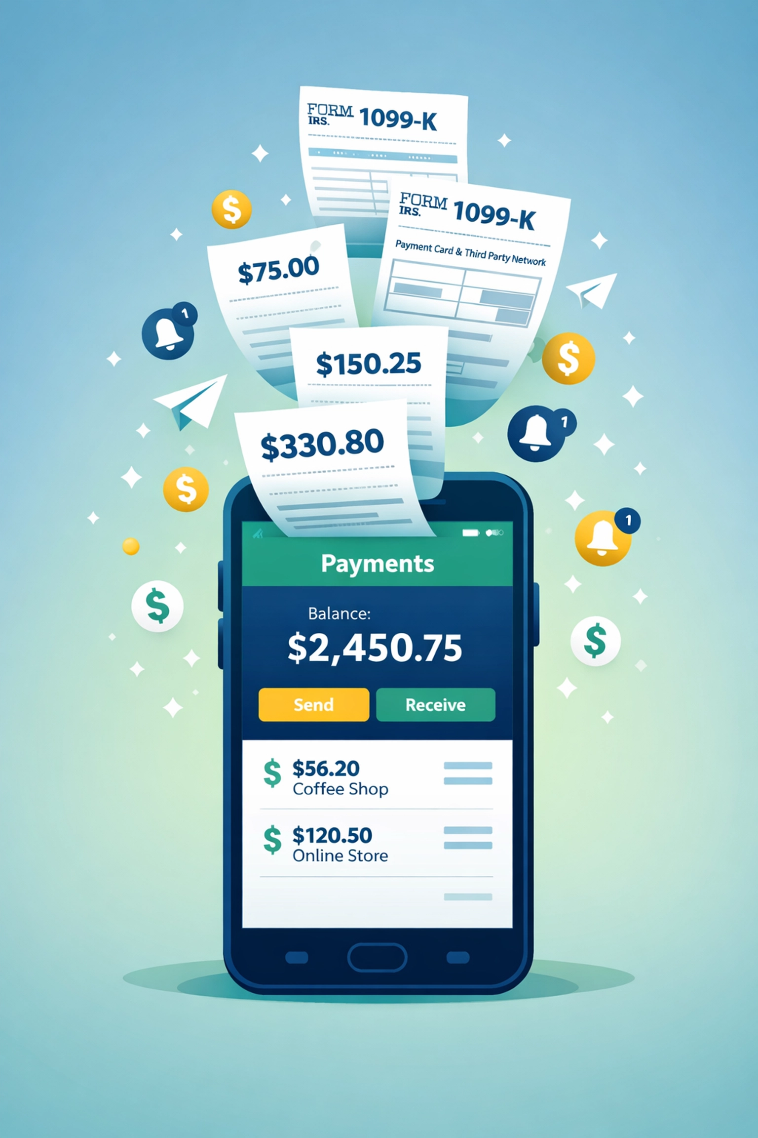 Payment app transactions converting to IRS Form 1099-K for tax reporting requirements