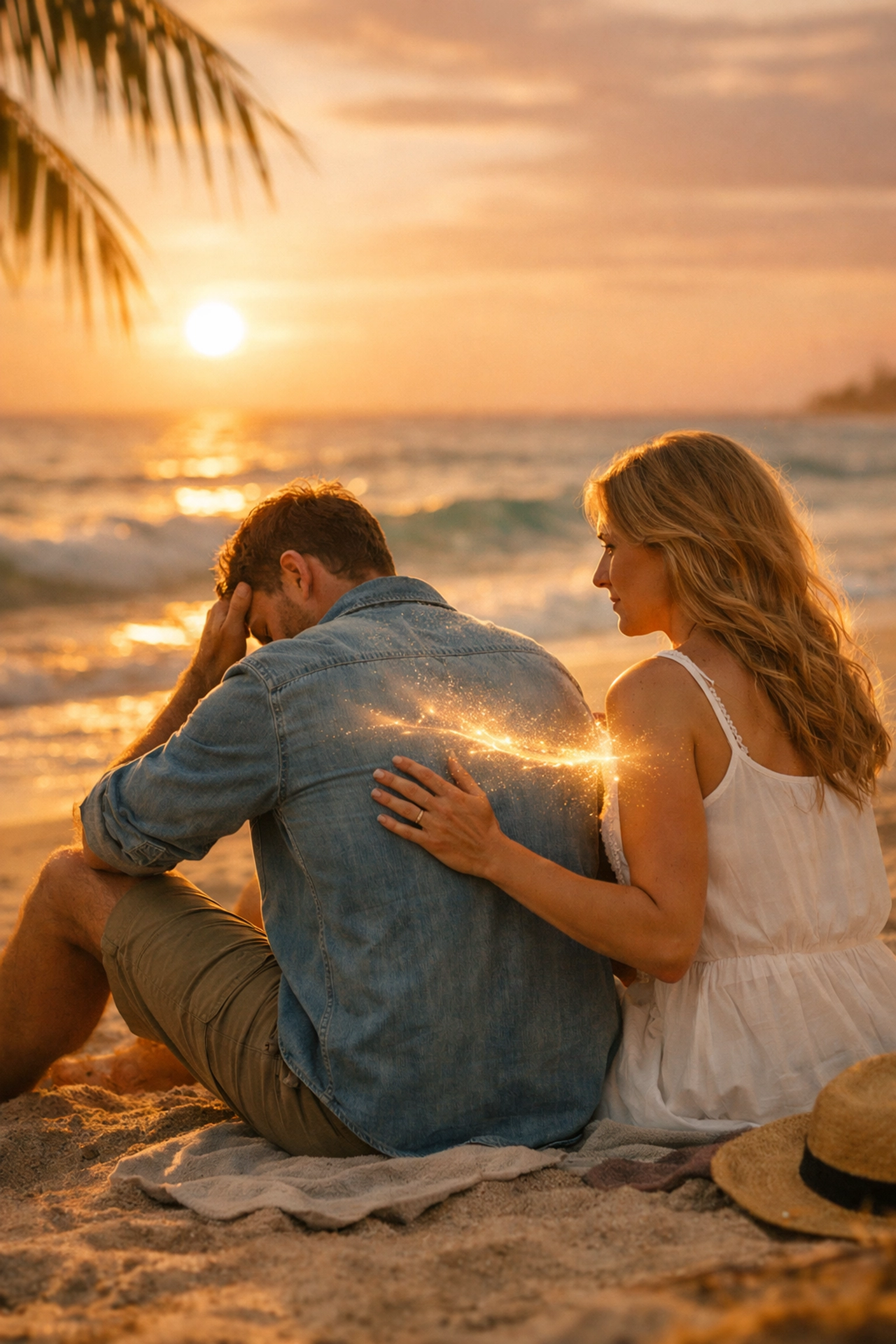 A couple on a Sarasota beach practicing co-regulation as part of marriage counseling Sarasota services.