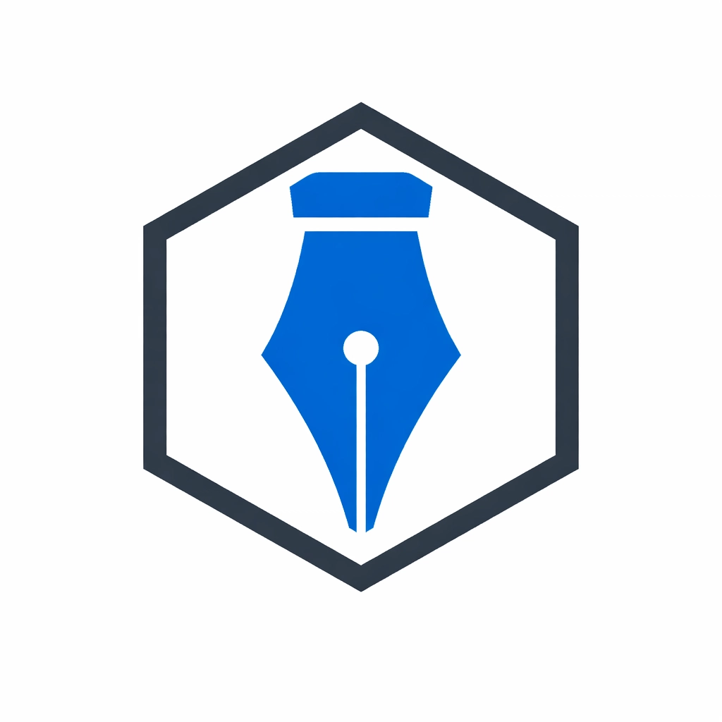 Minimalist vector of a blue pen nib, representing custom AI specialist tools for small businesses.