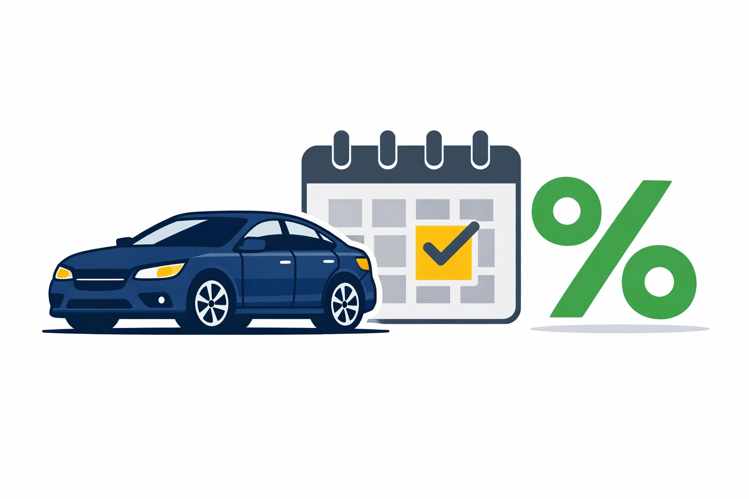 Graphic of a car and interest symbol highlighting 2026 vehicle loan tax deductions.
