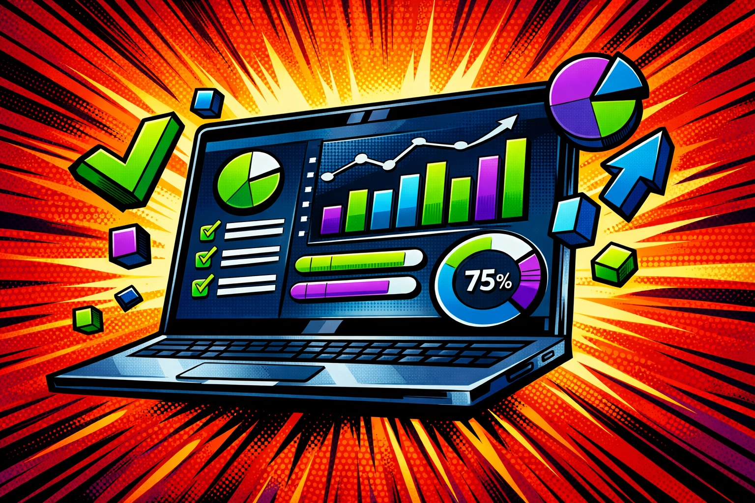 Automated business dashboard showing workflow metrics and task completion for small business efficiency