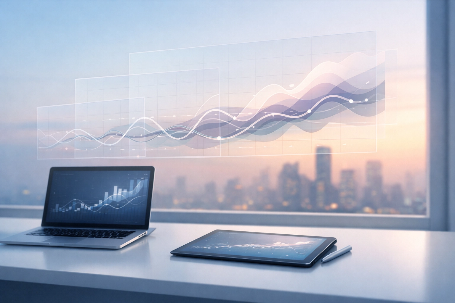 Predictive analytics models forecasting future marketing trends for healthcare facility budgets.